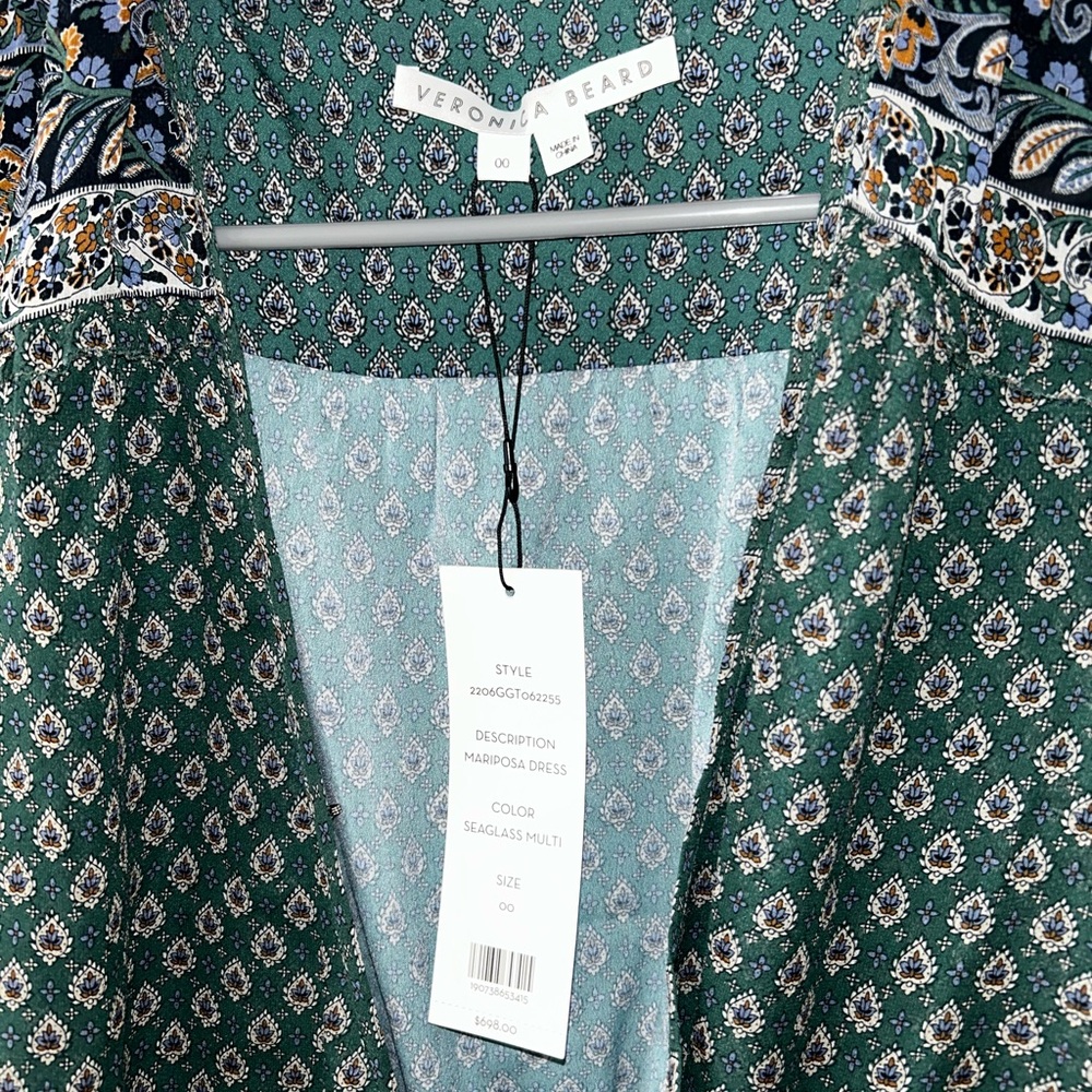 Veronica Beard Mariposa Paisley Ruched Surplus Maxi Dress - Size 00 - NWT - Picture 13 of 13